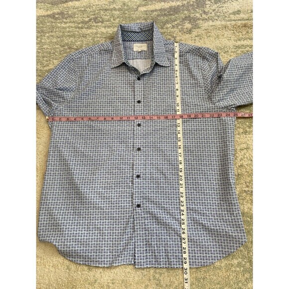 Con.Struct Long Sleeve Button Shirt Mens XXL Blue Plaid Slim Fit 4-Way Stretch - Picture 4 of 9